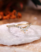 JEAN Marquise & Round Cut Moissanite Curved Wedding Band